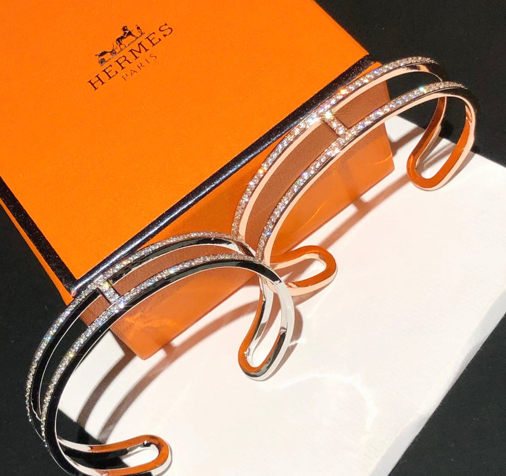 Hermes Ever Chain D¡ ̄ancre Cuff Diamond 18K Gold Bracelet