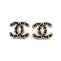 Chanel Pink Resin Leather 18K Gold Earrings