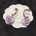 Chanel Purple Heart 18K Gold Earrings