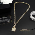 Chanel Diamond Perfume Bottle Pendant 18K Gold Necklace