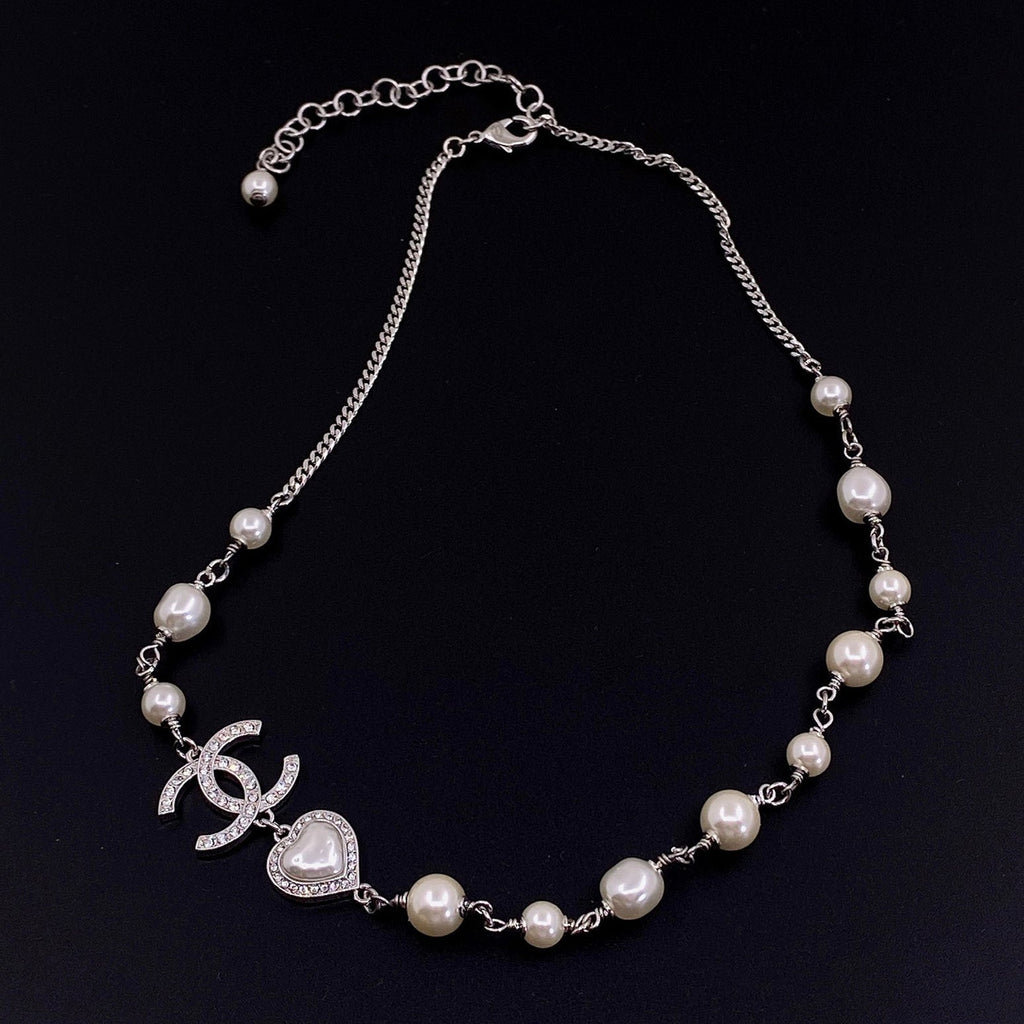 Pearls Crystals 18K Gold Necklace
