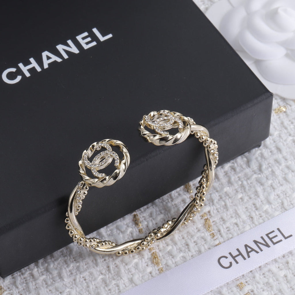 Chanel Double Open 18K Gold Bracelet