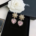 Chanel Heart Pink Crystal 18K Gold Earrings