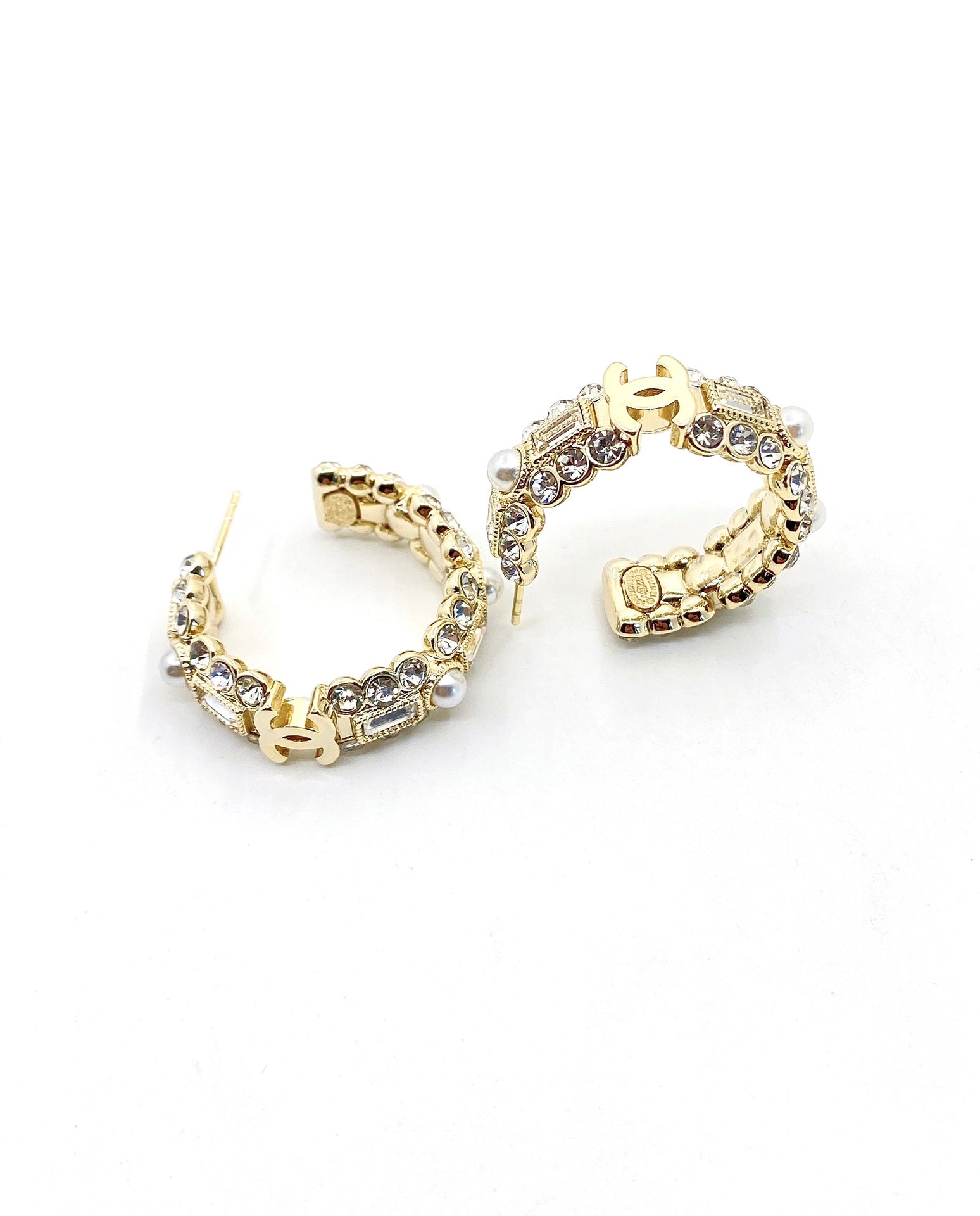 Chanel Crystals Circle 18K Gold Earrings