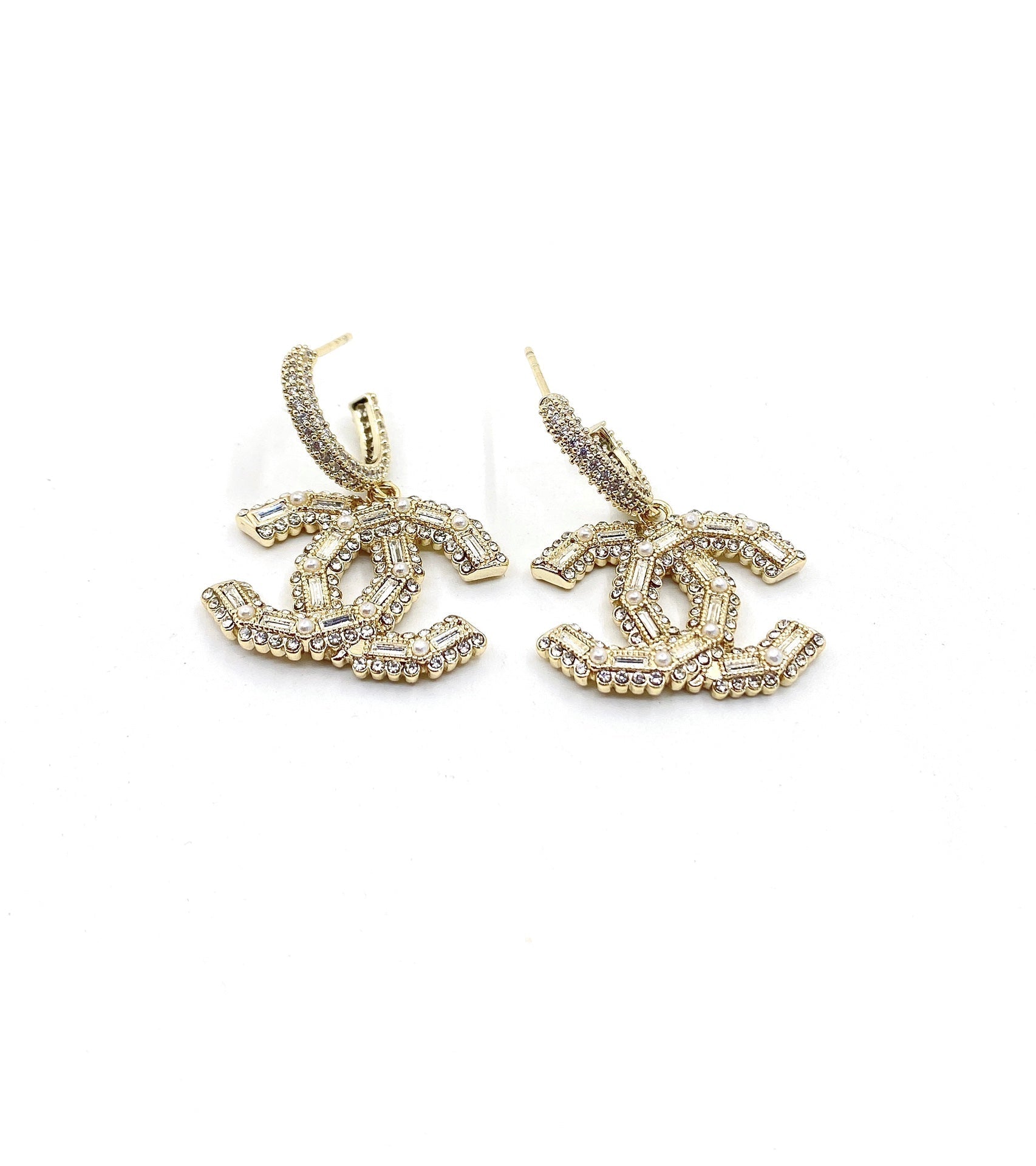 Chanel Crystals 18K Gold Earrings