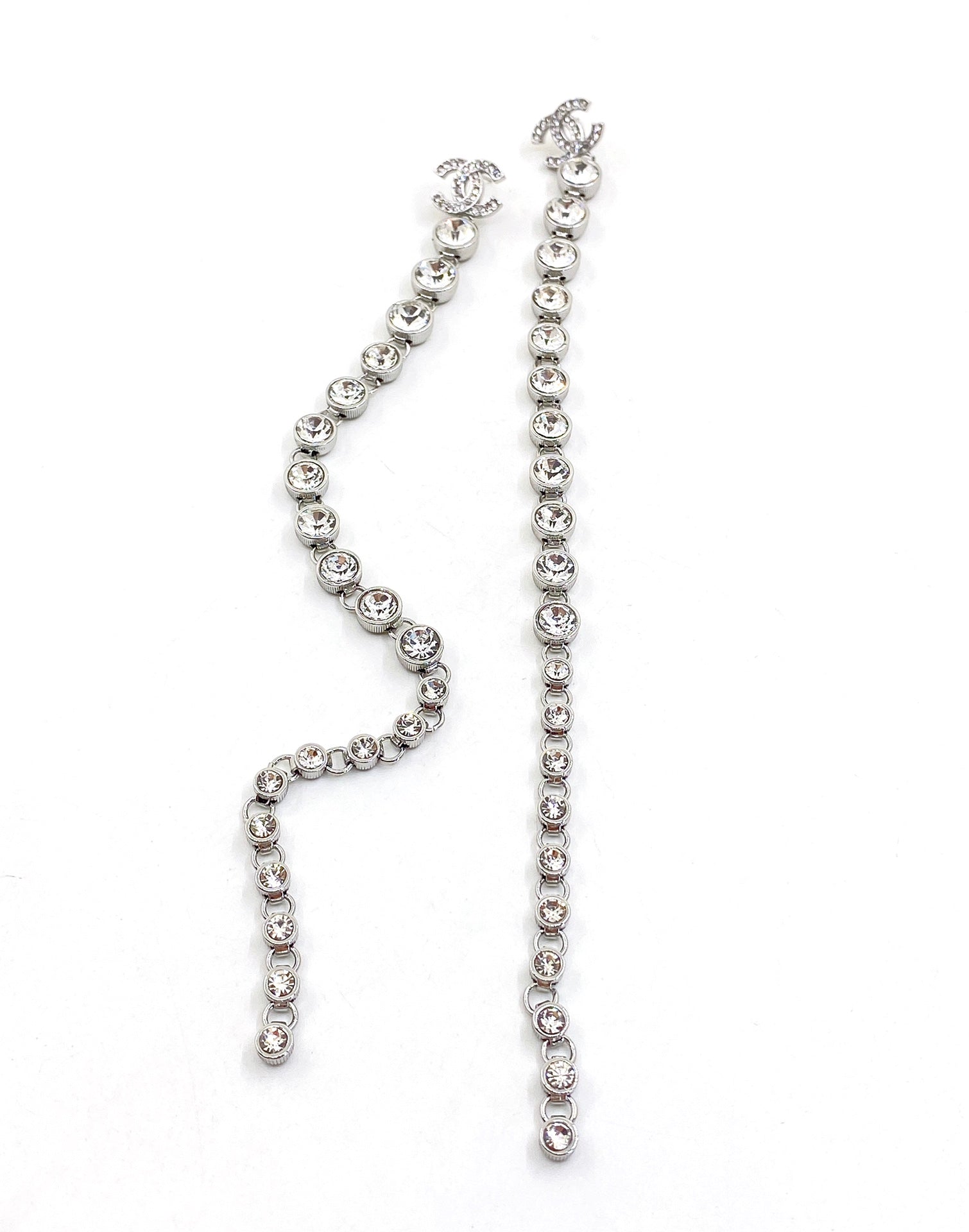 Chanel Long Crystals 18K Gold Earrings