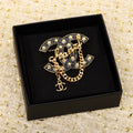 Chanel Black Chain 18K Gold Brooch