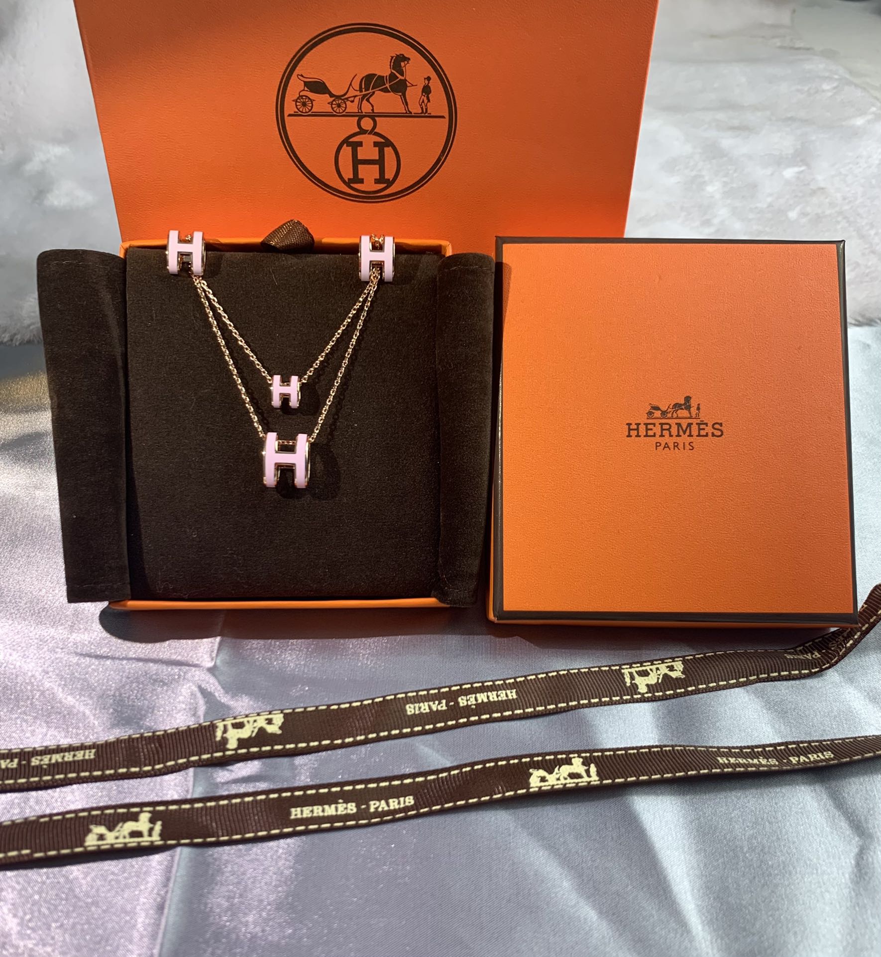 Hermes Mini Pop Pink 18K Gold Necklace