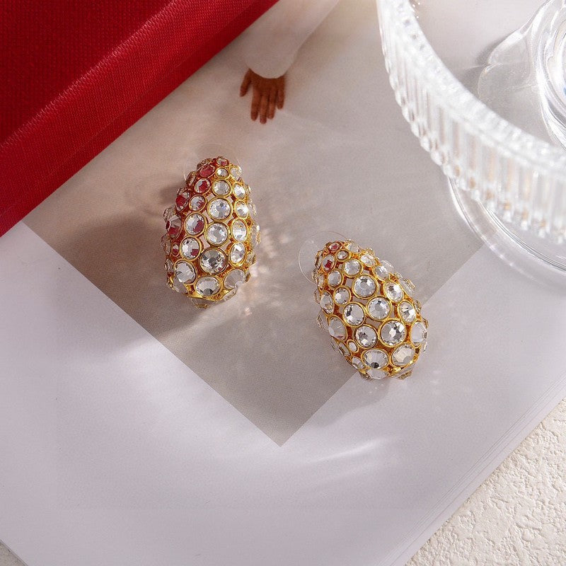 Valentino Crystal 18K Gold Earrings