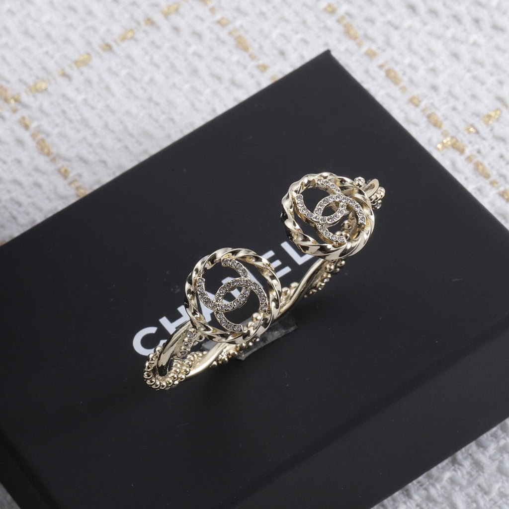 Chanel Double Open 18K Gold Bracelet