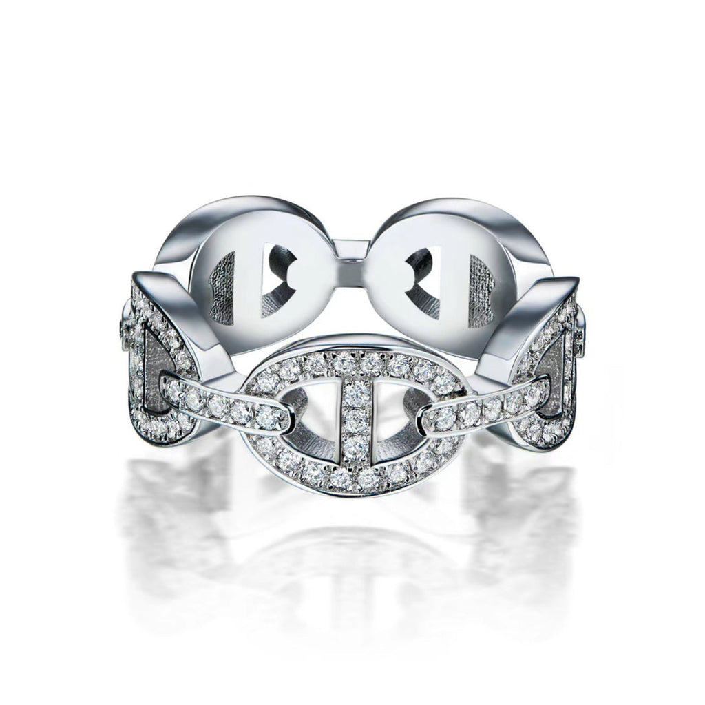 Hermes Chaine d'Ancre Enchainee Diamond 18K Gold Ring