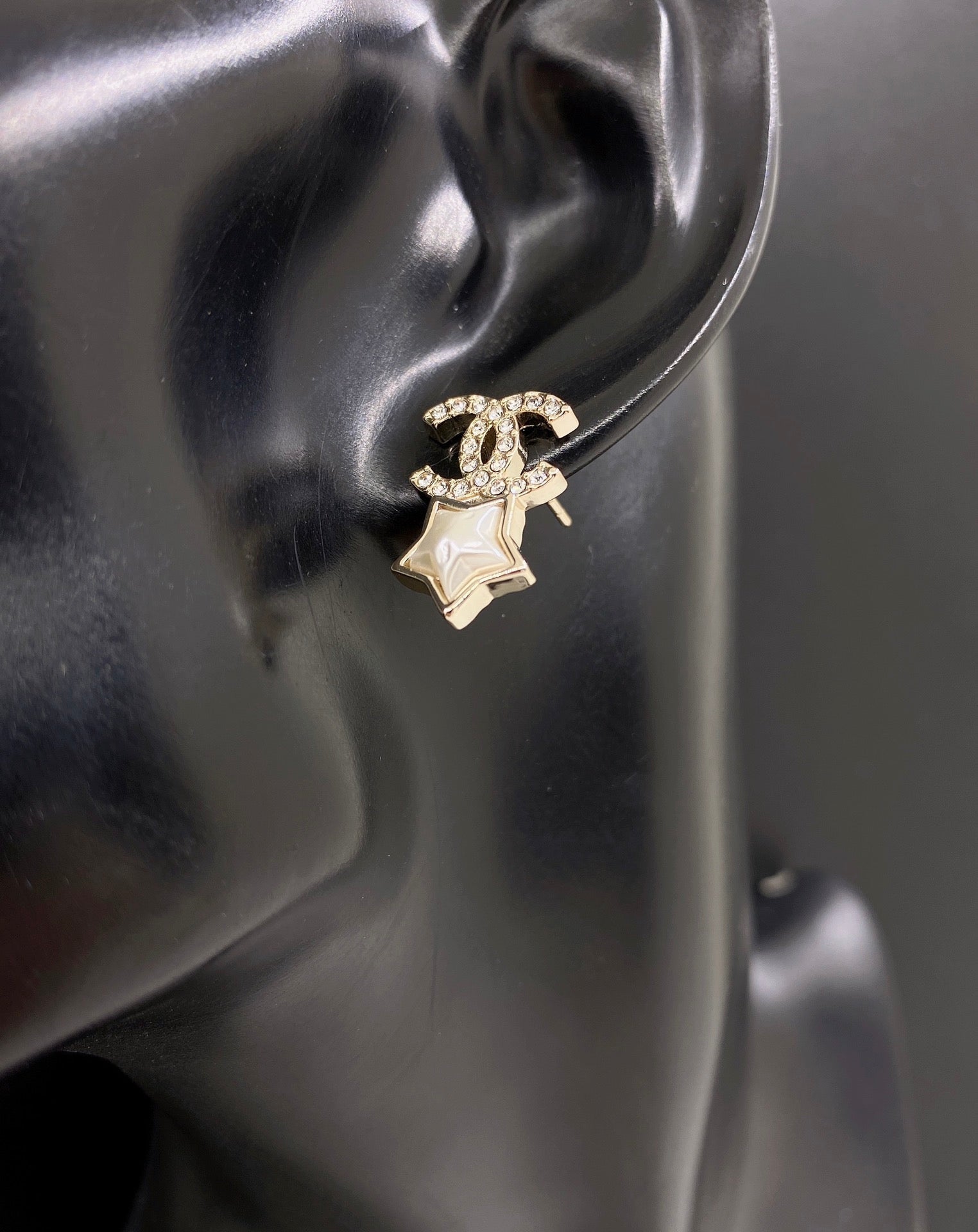Chanel Star Crystals 18K Gold Earrings
