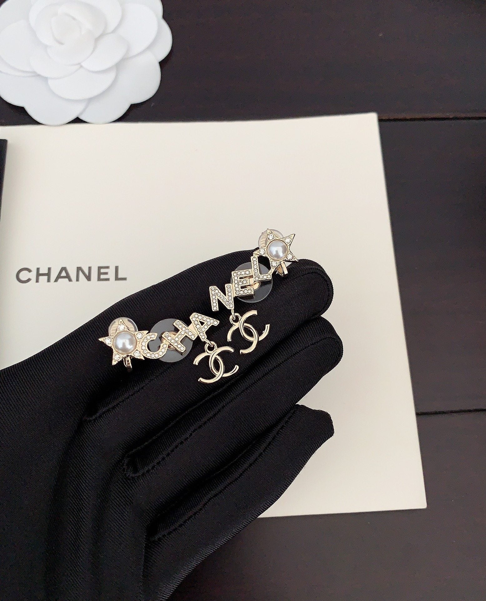 Chanel Script Diamonds 18K Gold Earrings