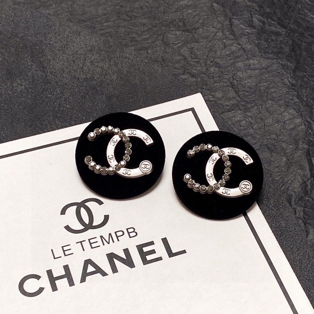 Chanel Black Resin Crystals 18K Gold Earrings