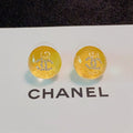 Chanel Yellow Round 18K Gold Earrings