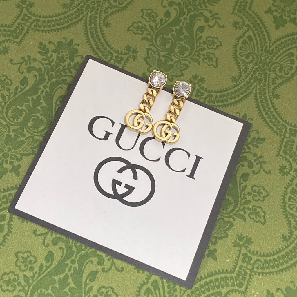 Gucci Double Chain 18K Gold Earrings