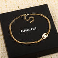 Chanel White Logo Choker 18K Gold Necklace