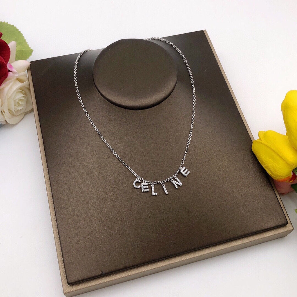Celine Script 18K Gold Necklace