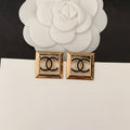 Chanel Square Hollow 18K Gold Earrings