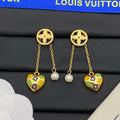 Louis Vuitton Diamond Pearl Drop 18K Gold Earrings