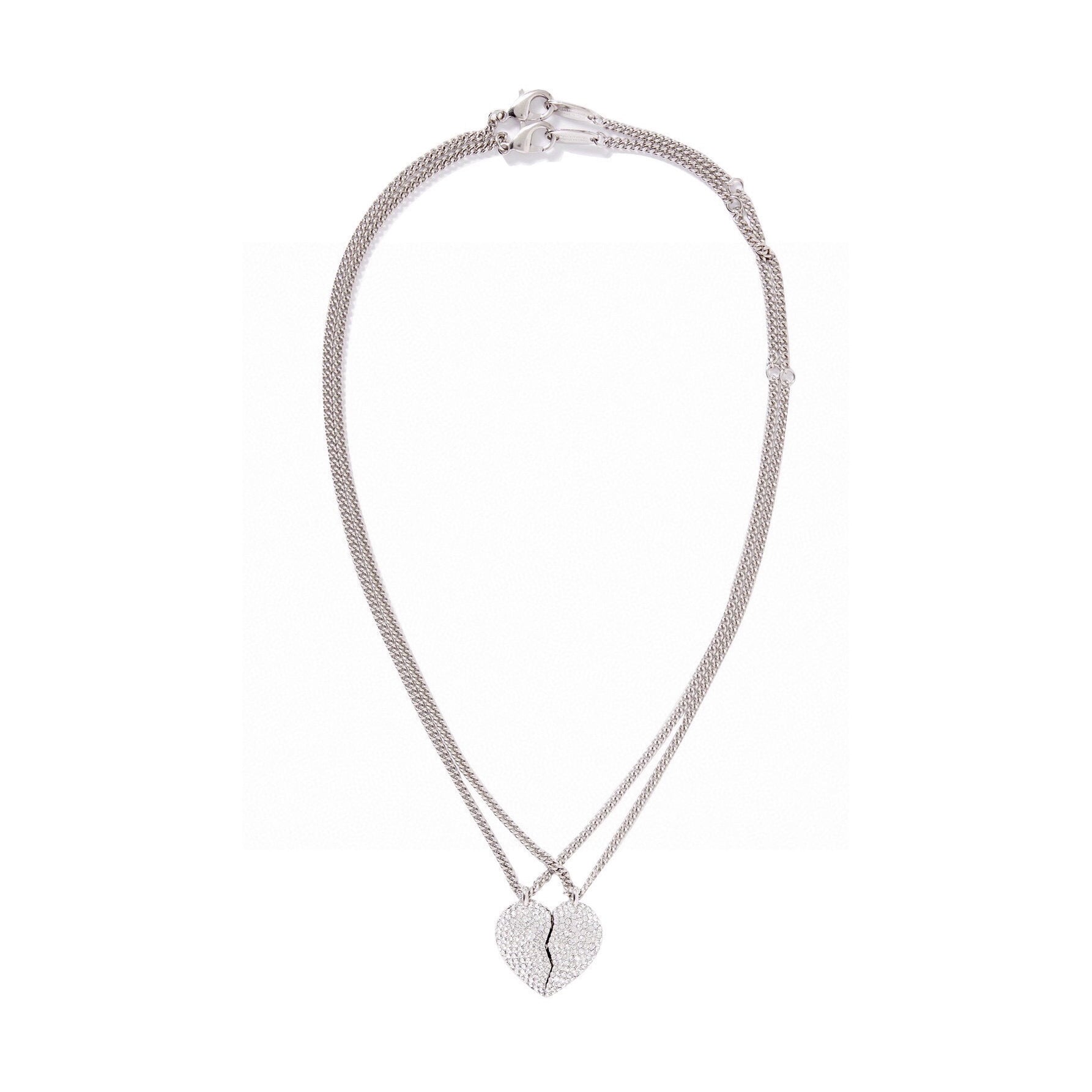 Balenciaga Lovelock Set Of Two Silver-tone Crystal 18K Gold Necklace