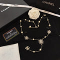 Chanel Flowers Pearl Long 18K Gold Necklace