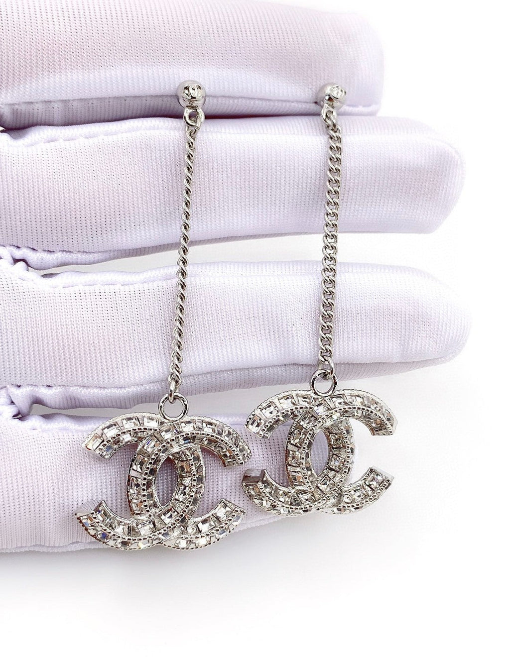 Chanel Long Crystals 18K Gold Earrings