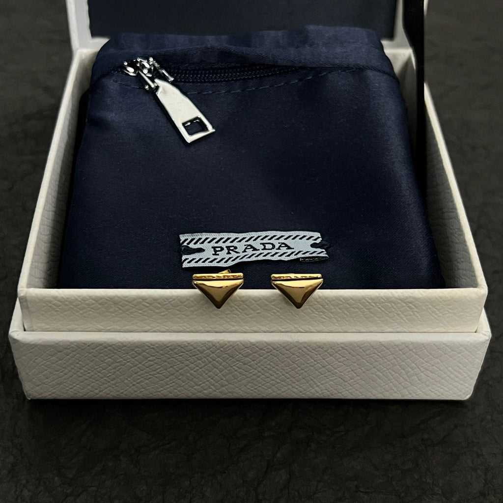 Prada Triangle 18K Gold Earrings