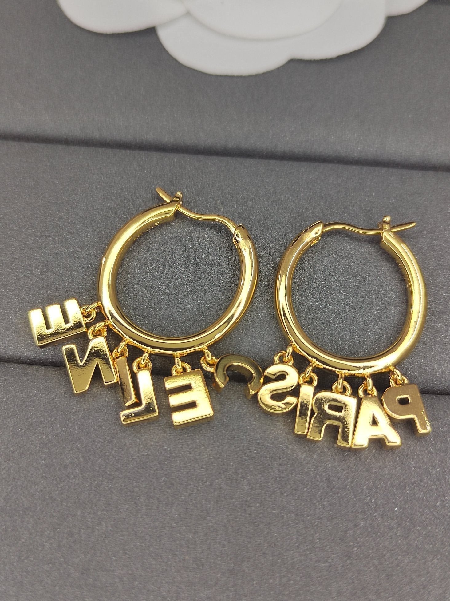 Celine Script Diamonds 18K Gold Earrings