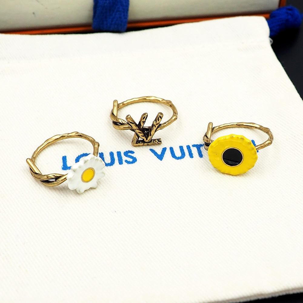 Louis Vuitton Gardening Set of Three 18K Gold Ring