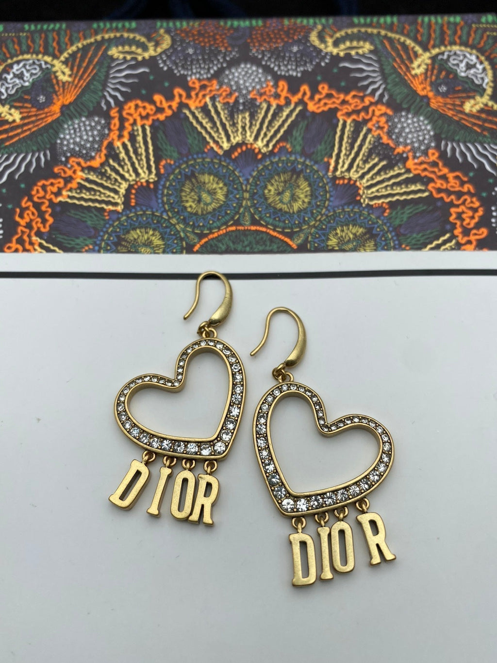 Dior Heart Crystal 18K Gold Earrings