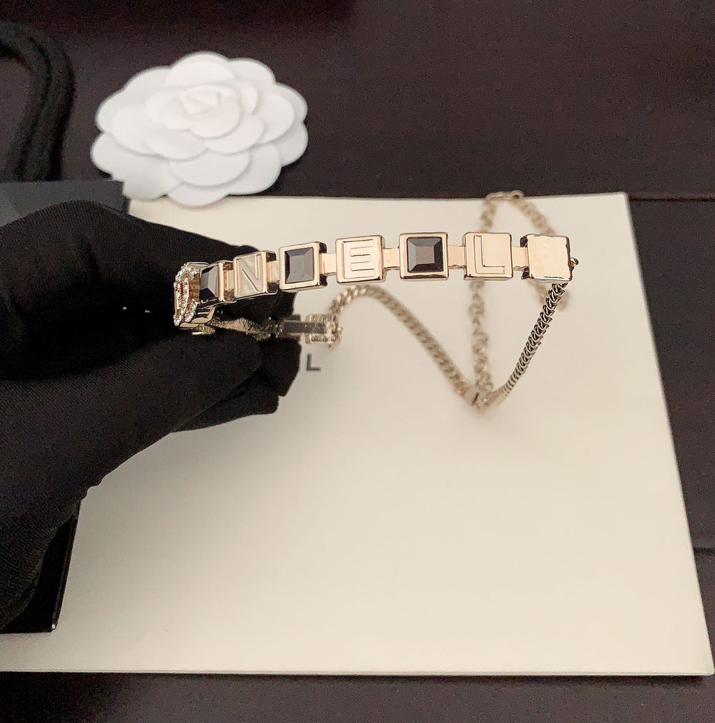 Chanel Gray Crystals 18K Gold Necklace