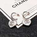 Chanel White Heart 18K Gold Earrings