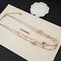 Chanel Pink Pearl Long 18K Gold Necklace