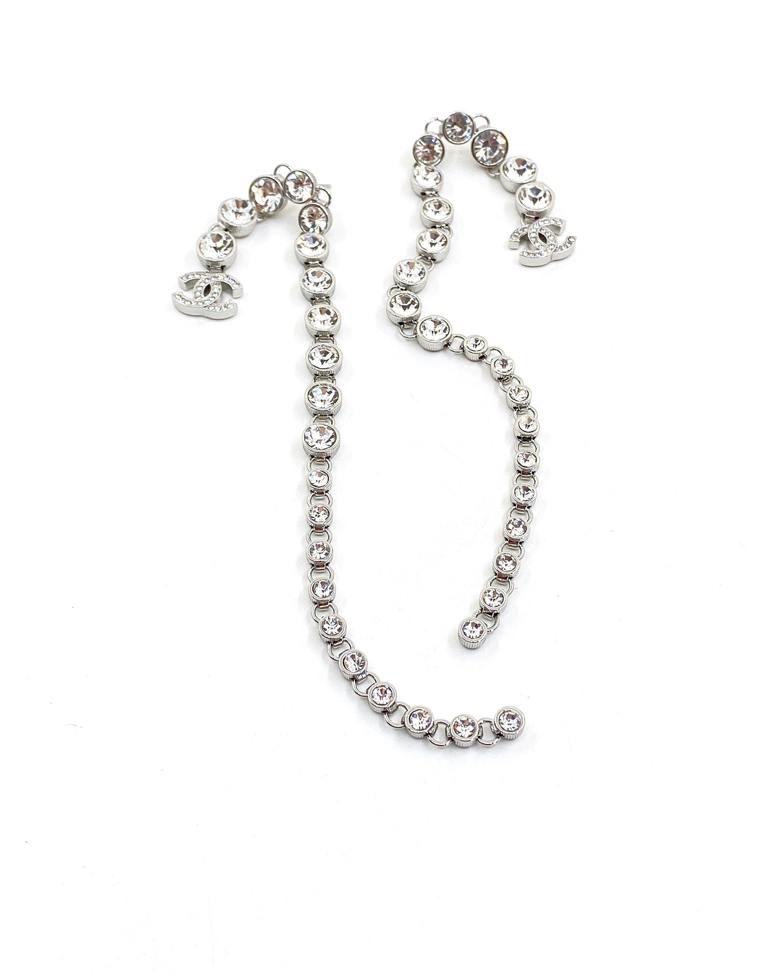 Chanel Long Crystal 18K Gold Earrings