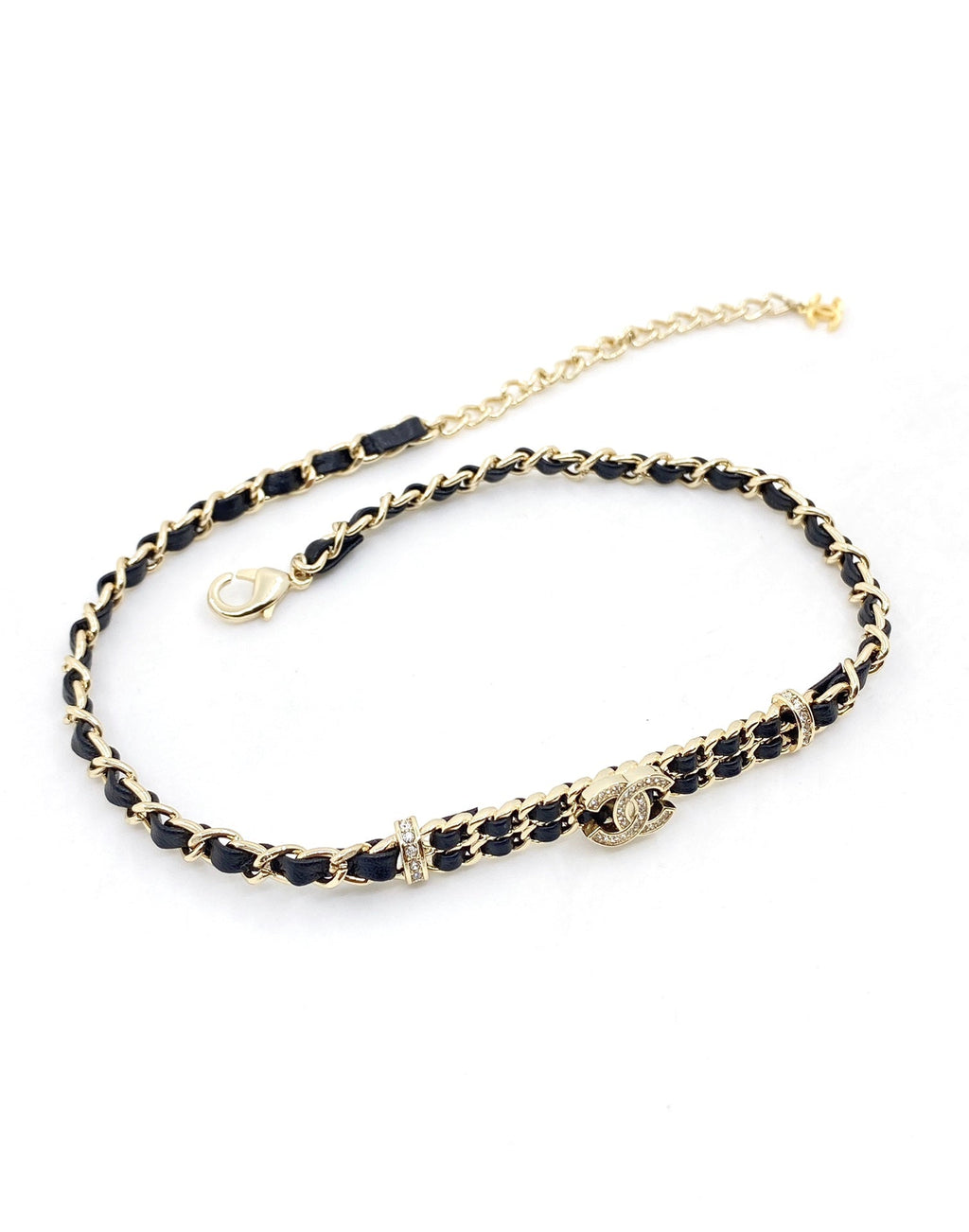 Chanel Leather Choker 18K Gold Necklace