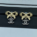 Chanel Bow Tie Gold 18K Gold Earrings