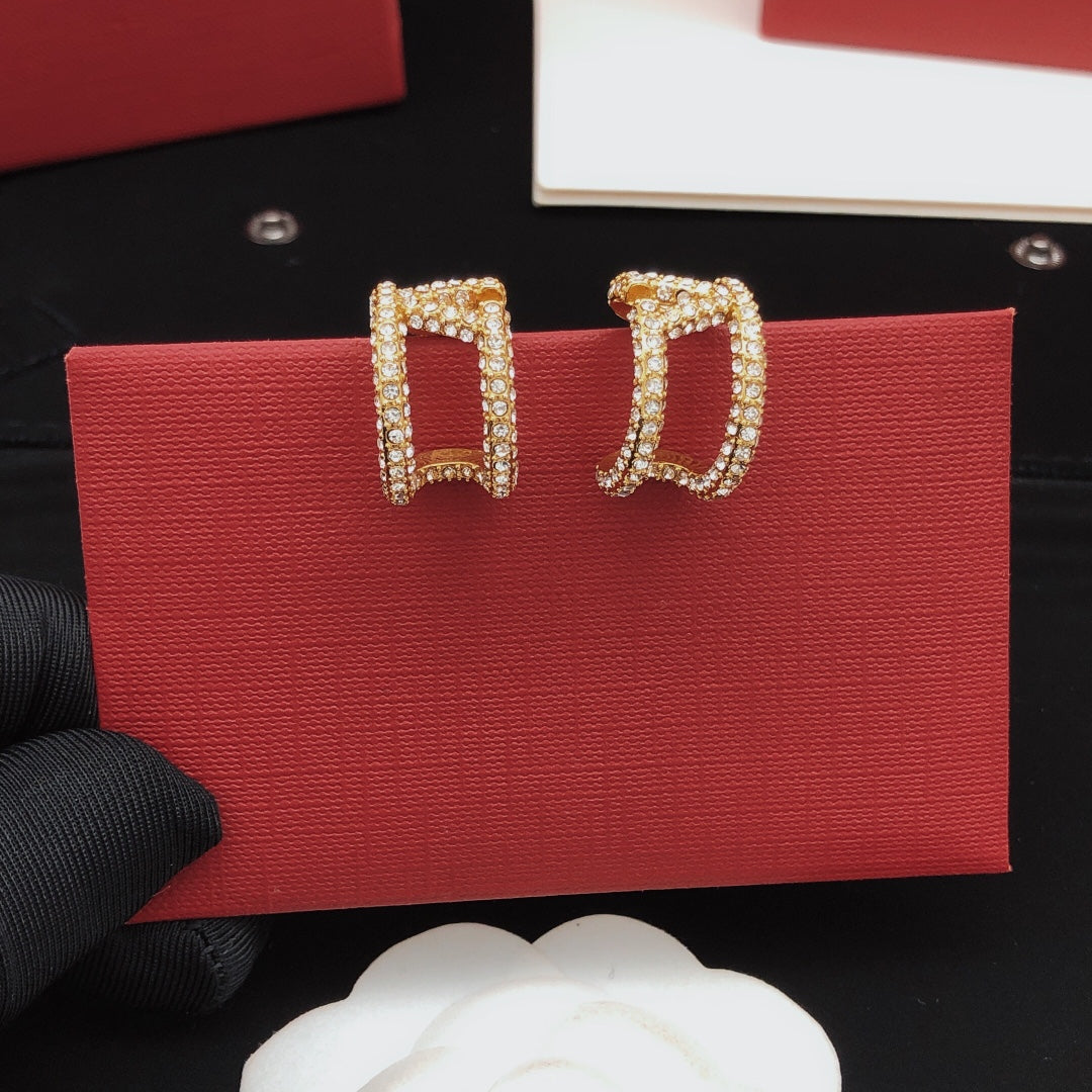 Valentino Diamonds Open 18K Gold Earrings