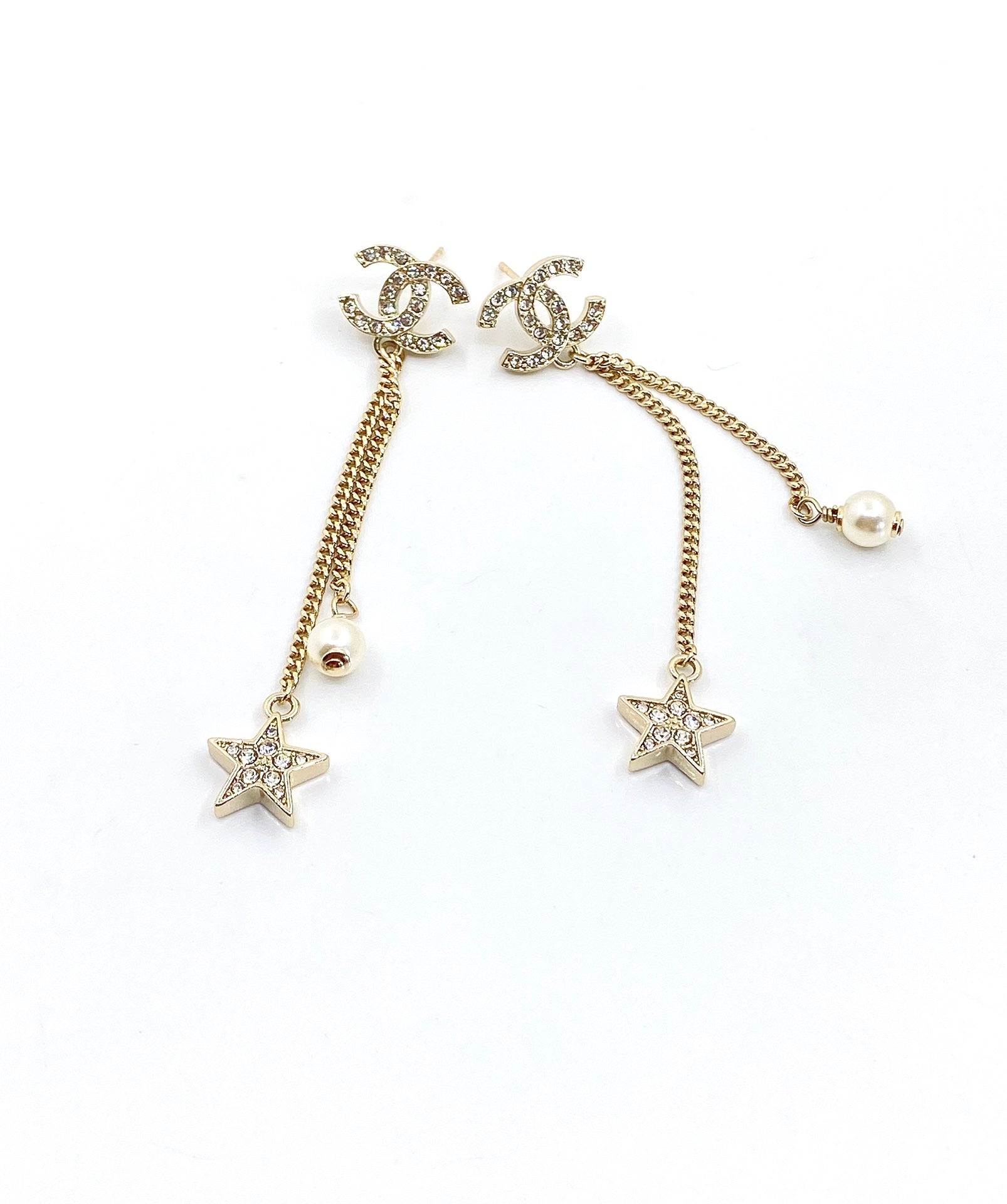 Chanel Pearl & Star 18K Gold Earrings