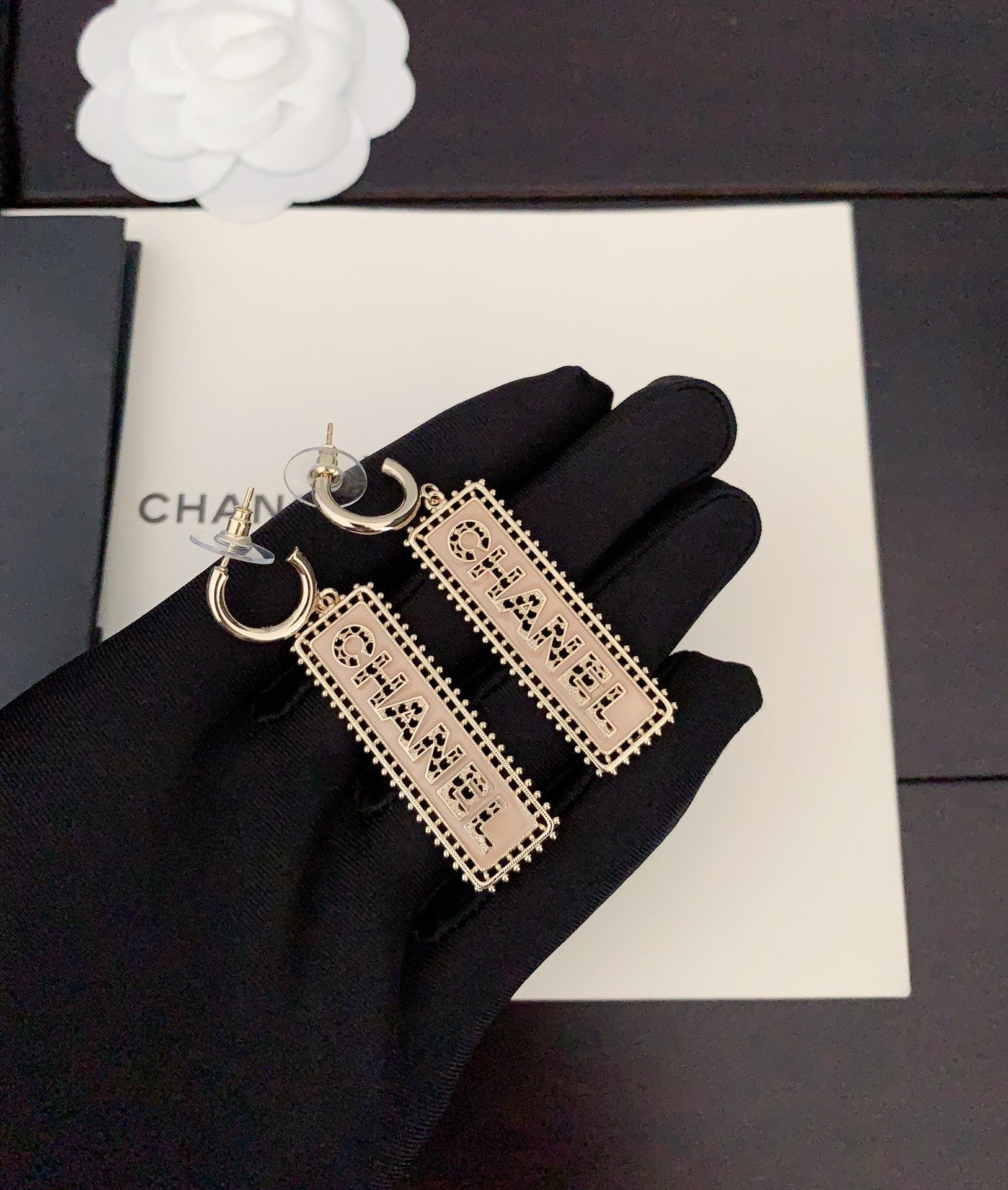 Chanel Typo Drop 18K Gold Earrings