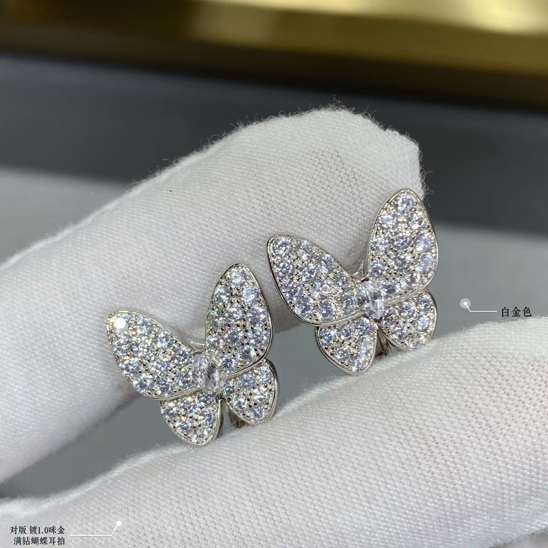 Two Butterfly Diamonds 18K Gold Earrings