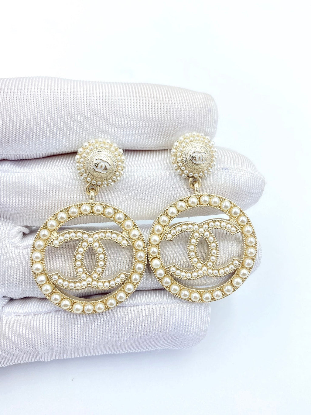 Chanel Pearl 18K Gold Earrings