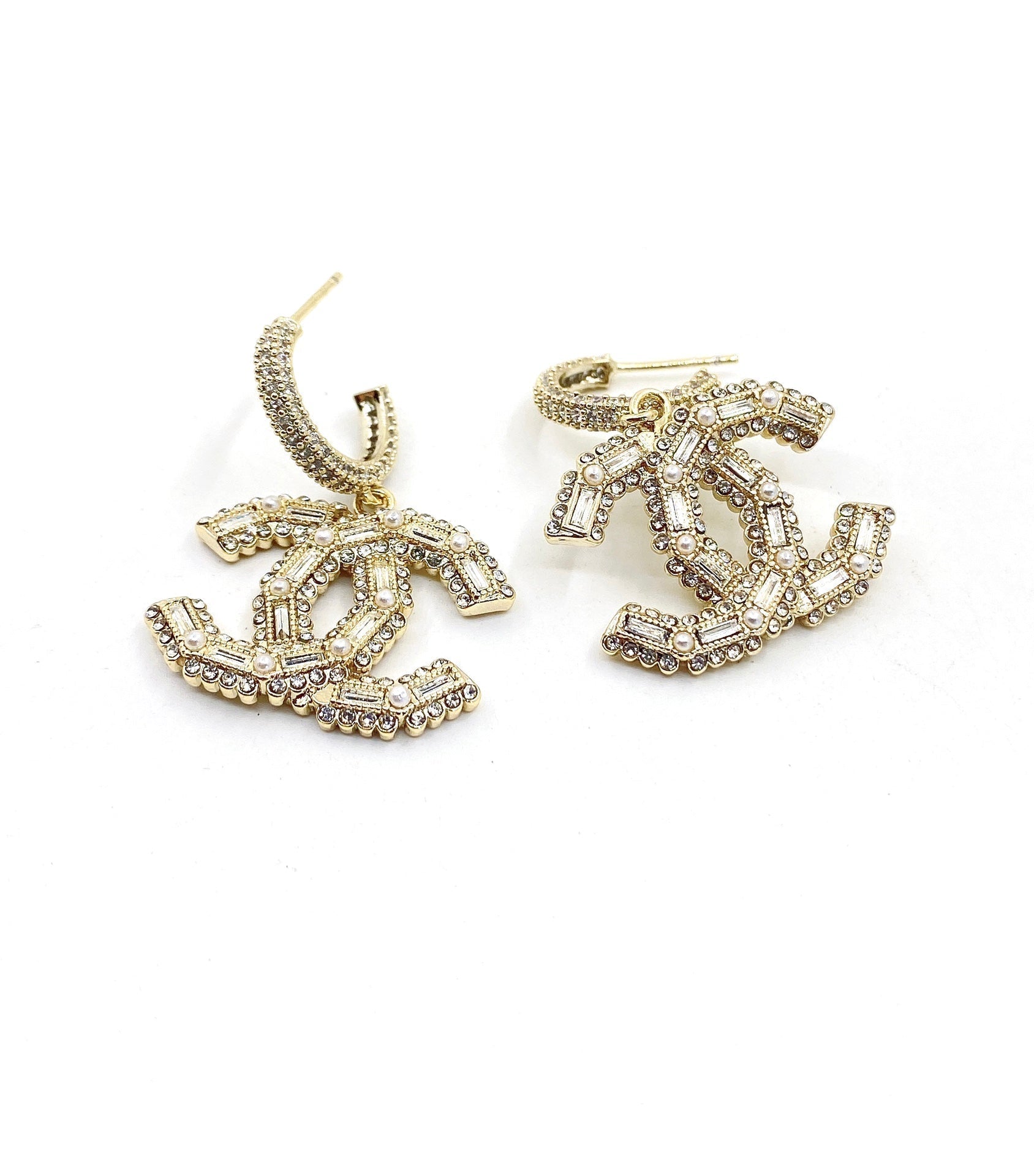 Chanel Crystals 18K Gold Earrings