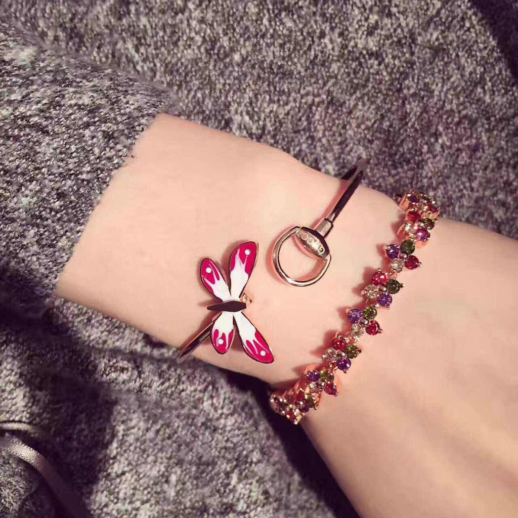 Gucci Double Flora Bangle 18K Gold Bracelet