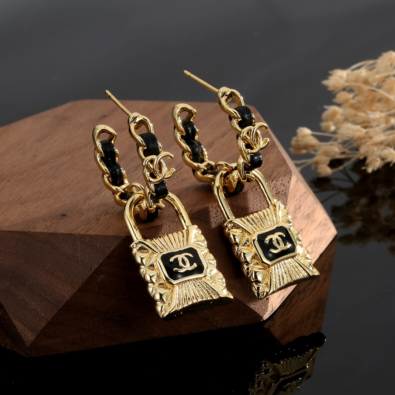Chanel Lock 18K Gold Earrings