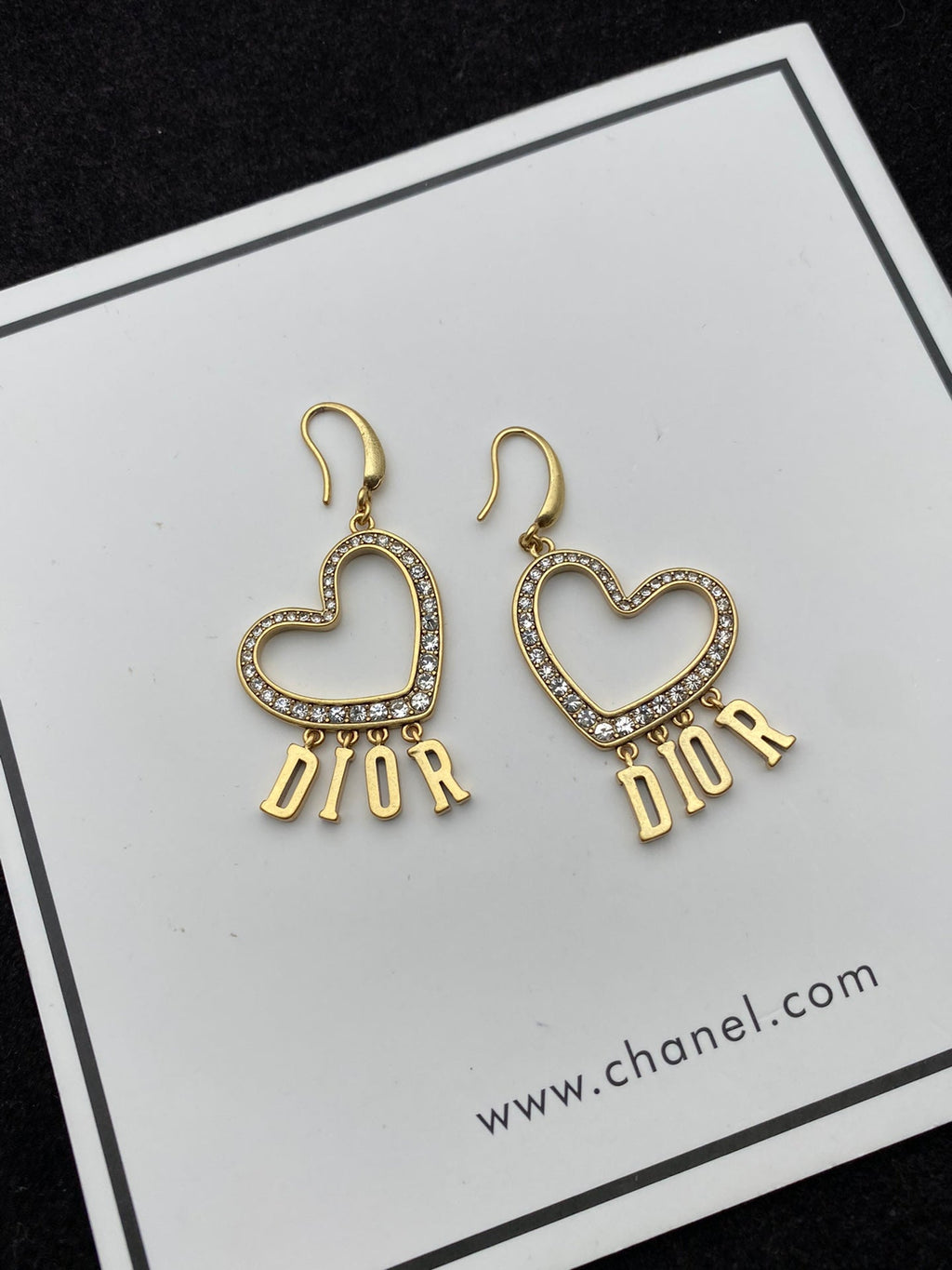 Dior Heart Crystal 18K Gold Earrings