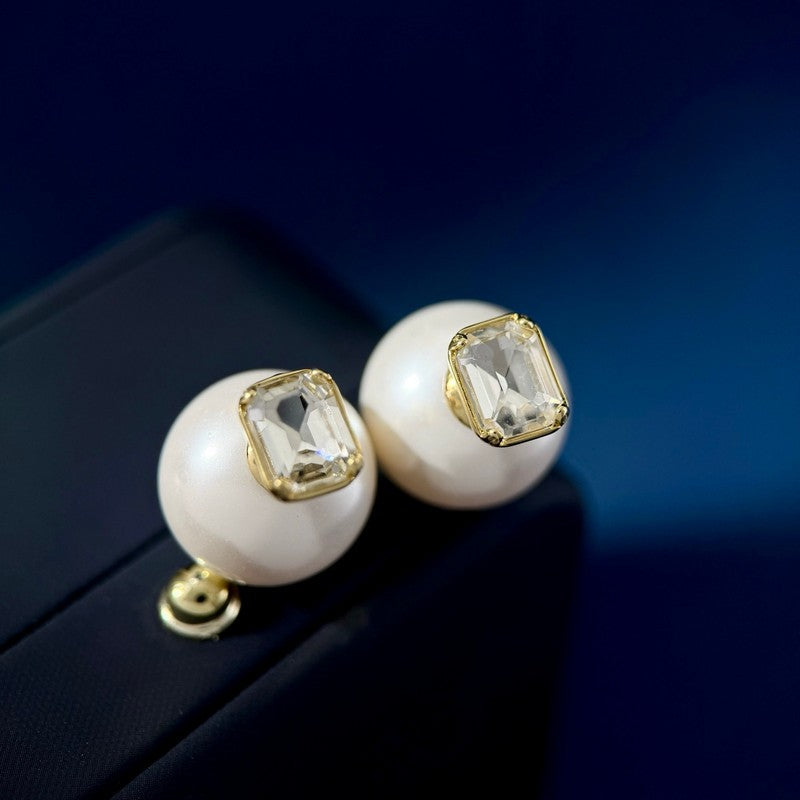 Dior Pearl Crystal 18K Gold Earrings