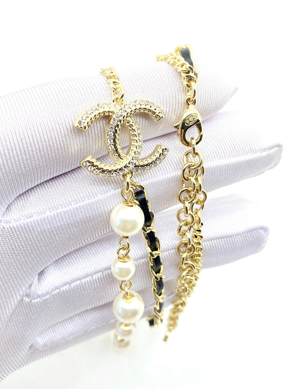 Chanel Pearls & Leather 18K Gold Necklace