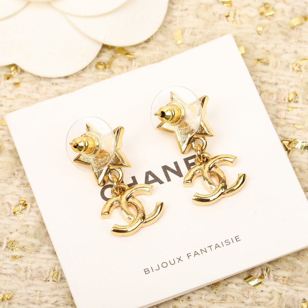 Chanel Star Crystals 18K Gold Earrings