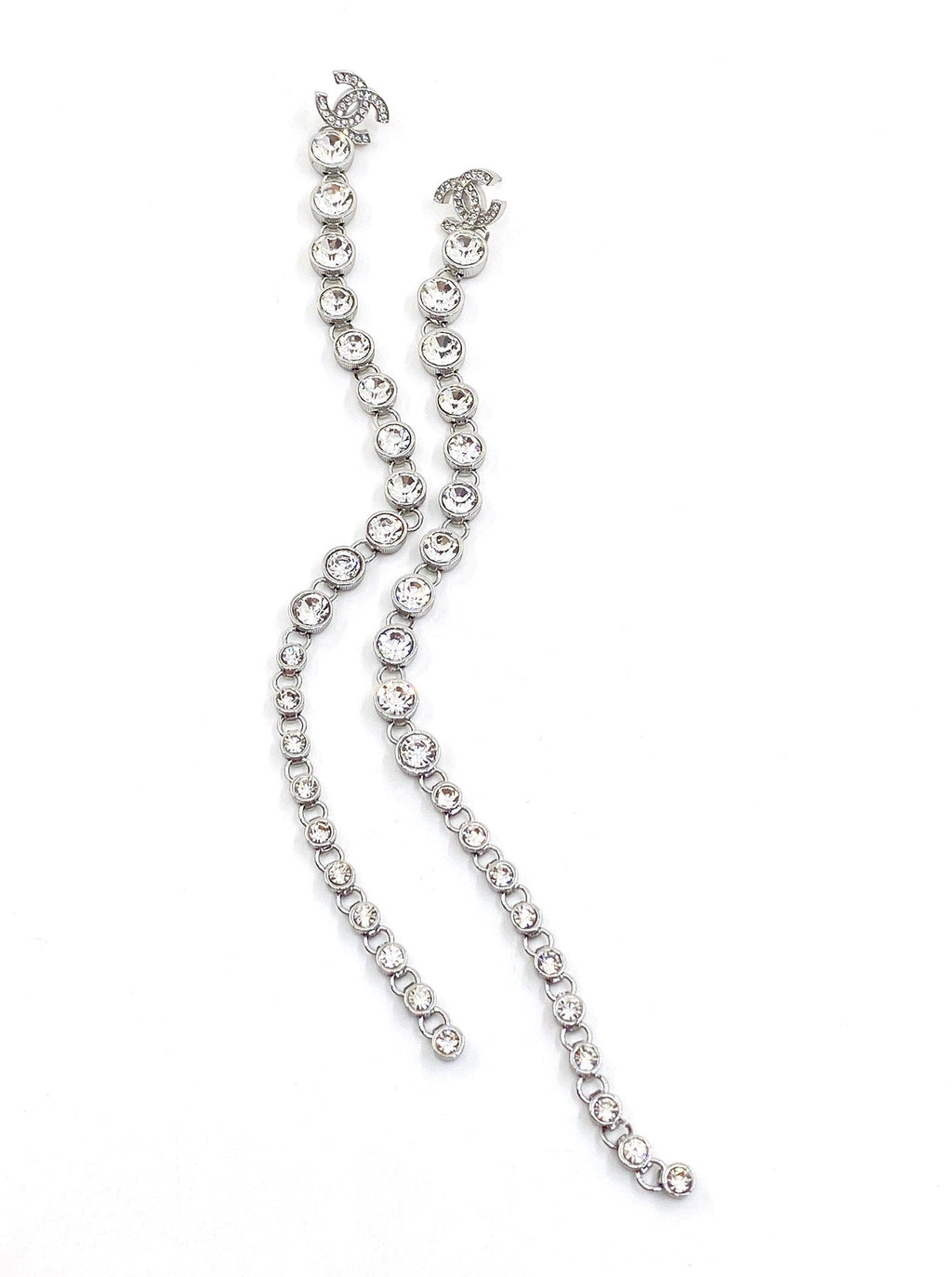 Chanel Long Crystals 18K Gold Earrings